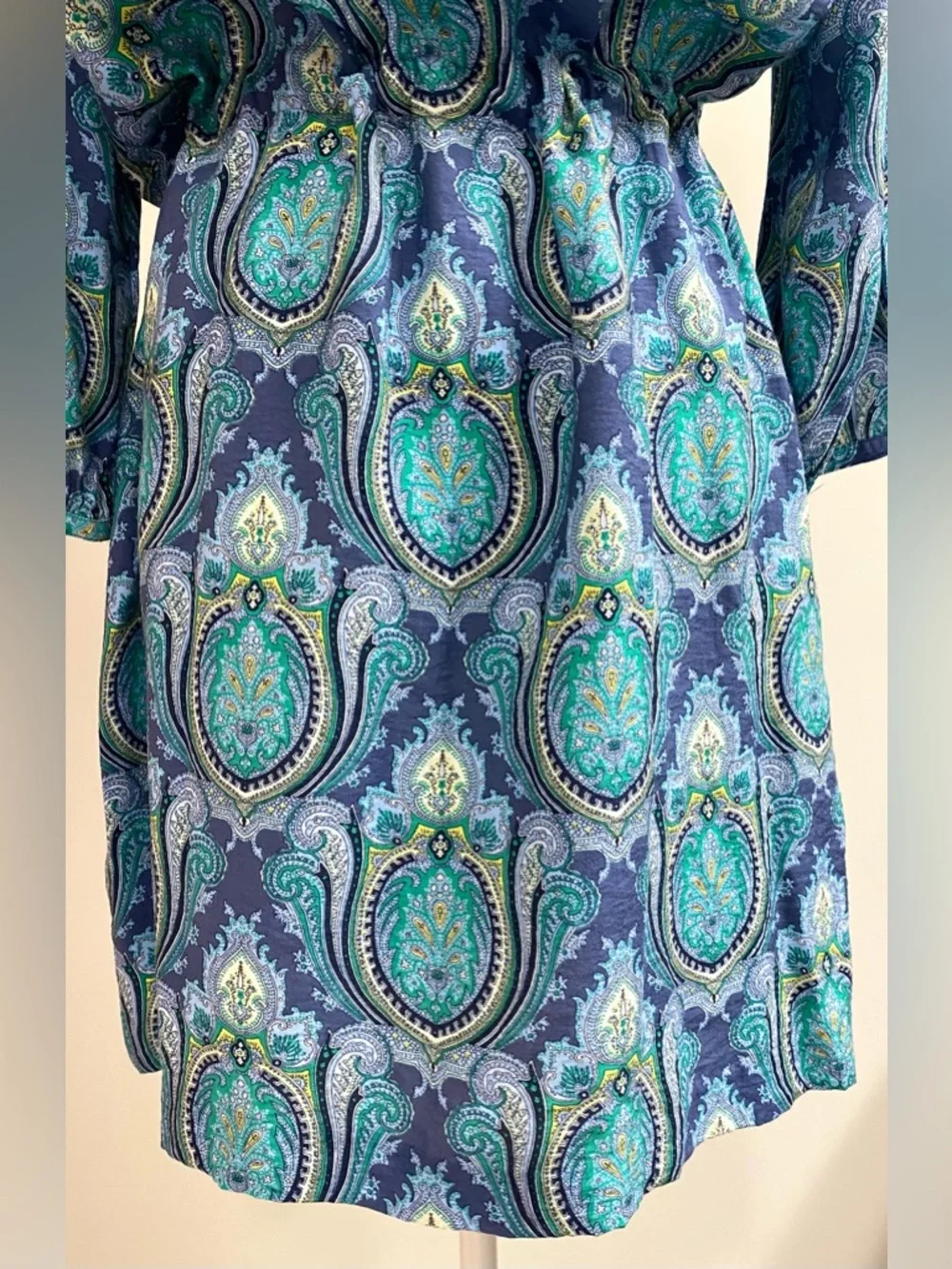 Tommy Hilfiger Womens XL Blue Paisley LongSleeve Utility Button-Front Mini Dress - Picture 7 of 14